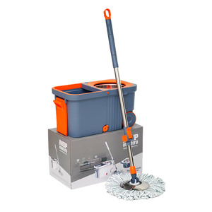 Spin <b>Mop</b> With Metal Basket And Plastic Foot Pedal Light Gray Blue Rectangular <b>Microfiber</b> Dual Drive Hands Free Rotating <b>Mop</b> - Product Image 4