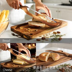 Planche à découper en bois avec rangement magnétique pour couteaux, rectangulaire, en noyer, pour la cuisine - Product Image 2