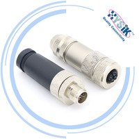 Conectores M12 de 4, 5 y 8 Pines, Ensamblaje de Conectores en Ángulo de 90 Grados/Rectos, PG7/PG9 para Conectores de Cable Impermeables