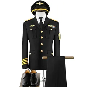 新しいデザイン最高の黒色警備員制服セキュリティオフィス管理人制服