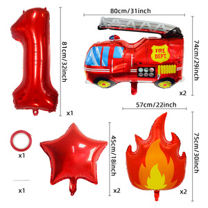 Ballons de <span class=keywords><strong>camion</strong></span> de pompiers, extincteur, flamme, chiffres en aluminium, ballon de <span class=keywords><strong>pompier</strong></span> <span class=keywords><strong>pour</strong></span> décoration de fête d'anniversaire - Product Image 2