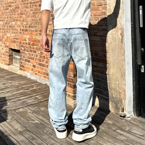 Jeans <span class=keywords><strong>Vinted</strong></span> Lavados VVS, Jeans Baggy con Lavado Desgastado, Jeans de Mezclilla para <span class=keywords><strong>Hombre</strong></span> con Estampado Puff, Jeans de Mezclilla Desgastados para <span class=keywords><strong>Hombre</strong></span> - Product Image 4