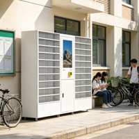 Casier automatique pour chapeaux, chaussures et lunettes de soleil avec porte transparente, écran publicitaire et plateforme de contrôle à distance