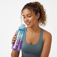 Bouteille d'eau étanche en Tritan+PP avec couvercle à ouverture rapide et paille intégrée pour adultes - Idéale pour le camping, les voyages, la gym, le sport et les activités de plein air (sûre)