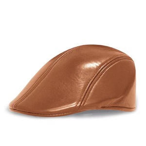 Boina unisex de cuero sintético negra con cierre completo, estilo británico coreano, sencilla y versátil, para las cuatro estaciones. - Product Image 3