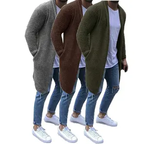 Cardigan de malha personalizado, casaco de malha de manga longa masculino plus size
