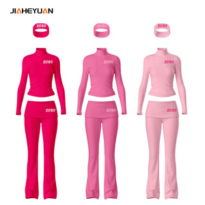 Biểu Tượng Tùy Chỉnh Phụ Nữ Loungewaer Thiết Lập Cửa Hàng Quần Áo Dài Tay Áo Yoga Hàng Đầu Thể Thao Phụ Nữ 3 Mảnh loe Quần Đặt - Product Image 1