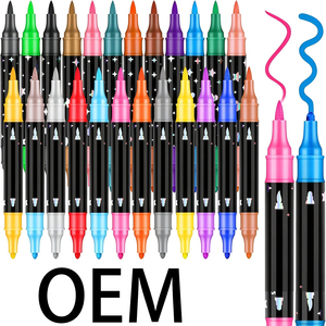Ensemble de marqueurs à peinture acrylique à double pointe imperméables en gros avec logo et emballage personnalisés - Product Image 1