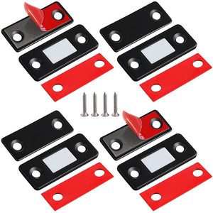 Loquet magnétique pour porte d'armoire noir ultra fin, sans perçage, pour tiroir et porte de placard, design minimaliste, en acier laminé à froid - Product Image 1