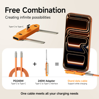 Cable Adaptador YIXIN de 240W y 1.5m, Material de Aleación de Zinc y ABS, Carga Rápida, 4 en 1, Tipo-C, Soporte para Cable de Datos, Alta Compatibilidad