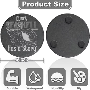 Posavasos de pizarra de fondo antiarañazos cuadrado redondo negro personalizado de 4 pulgadas con soporte de Metal para Italia Resch's Forties Four Roses - Product Image 3