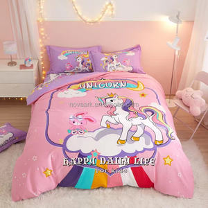 Nouveau design d'ensemble de draps en microfibre de luxe confortables literie d'hôtel drap-housse 4 pièces ensemble drap de lit de dessin animé - Product Image 5