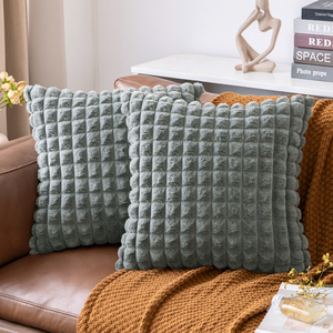 Capa de almofada de pele sintética macia de cor pura de luxo personalizada almofadas quadradas para cama de carro decoração de casa capas de almofada de pele sintética - Product Image 5