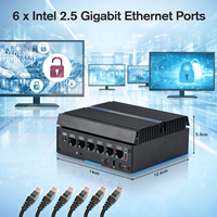 PC Industrial con Firewall, I3 6.ª Gen. 6006U Doble Núcleo, 6 Puertos Intel I226V Gigabit Ethernet, Compatible con Módulo LTE 4G, HD-MI, Pantalla Dual
