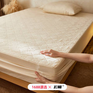 Macrosoft Quilted Mattress Cover 1.8m Breathable Fitted Sheet Solid Color <b>Bed</b> Protection <b>Pad</b> - Product Image 1
