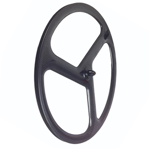 Jeu de roues de vélo de route en carbone à trois rayons, 700C, 23 mm de large, 40 mm de profondeur, 3 rayons, <span class=keywords><strong>axe</strong></span> de 100 mm, <span class=keywords><strong>roue</strong></span> avant de vélo de route - Product Image 2