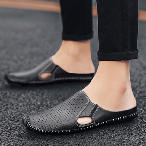 Estate traspirante di buona qualità <span class=keywords><strong>cuoco</strong></span> originale in vera pelle pantofole di Design di moda da uomo scarpe in vera pelle - Product Image 5