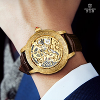 Montre automatique pour homme, montre mécanique automatique en acier gravé et ajouré - Montre élégante pour homme d'affaires