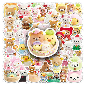 54 pièces haute qualité Kawaii décoration autocollants personnalisés impression étanche <span class=keywords><strong>Manga</strong></span> Anime Rilakkuma autocollant - Product Image 1