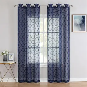 刺绣几何滤光窗帘面板现代摩洛哥窗纱客厅卧室透明窗帘