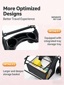 Poussette légère pour <span class=keywords><strong>chien</strong></span> Petop <span class=keywords><strong>avec</strong></span> roues avant pivotantes à 360 degrés et panier de rangement, chariot de voyage portable, pliage en un clic - Product Image 5