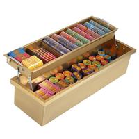 YH 68/76cm Double Couche De Luxe En Métal Titane 2 Verrouillables Table de Jeu Jetons de Poker Plateau Avec Couvercle En Acrylique