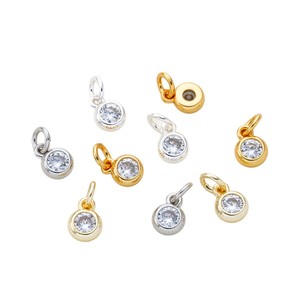 18K Gold Plated <b>Copper</b> Pendant 5mm Zircon Round For <b>Bracelet</b> Making Jewelry Findings - Product Image 5