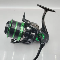 Moulinets de pêche spinning noirs personnalisables OEM 1000~7000, pour gaucher, en métal, pour la pêche à la traîne et au lancer, système à deux vitesses, rapport de transfert 5.2:1, pour rivière
