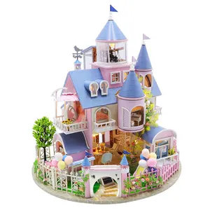 European style romantic fairy tale dream castle 3D assembled miniature wooden doll house creative gift doll house for girls