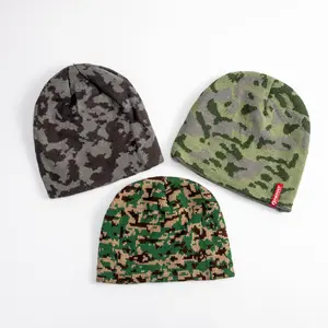 New Arrival Winter Brimless Beanies Custom All Over Camo Knitted Hats For Men