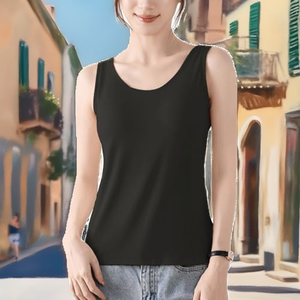 Top Corto de Algodón Tejido para Mujer, Transpirable, de Secado Rápido, Cuello Redondo, Sin Mangas, para Deportes, Yoga, Gimnasio, Uso Casual, con Logotipo Frontal - Product Image 2