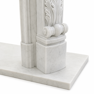 Traditional Marble <b>Fireplace</b> Mantel With Ornate Carving white marble Stone Indoor Wood Burning Hearth For Dining - Product Image 5