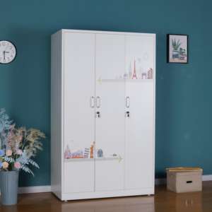 Vente en gros de vêtements populaires pour filles comme armoire de chambre à coucher avec miroir armoire en acier à 3 portes en métal lemari pakaian - Product Image 1