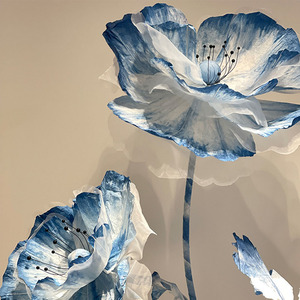 Décoration de mariage <span class=keywords><strong>fleurs</strong></span> ouverture et fermeture <span class=keywords><strong>fleurs</strong></span> bleu blanc Halo teinture artisanat 3d papier énorme grande fleur géante fleur - Product Image 3