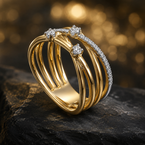 Anello Crossover Bicolore per Donne, Elegante Gioiello da Dito alla Moda - Product Image 2