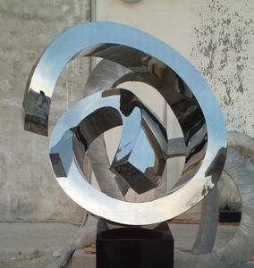 Escultura abstracta <span class=keywords><strong>de</strong></span> acero inoxidable, escultura circular <span class=keywords><strong>de</strong></span> tamaño real <span class=keywords><strong>de</strong></span> acero inoxidable pulido - Product Image 6