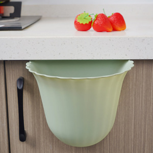 Wall Mounted <b>Kitchen</b> Trash Can Round <b>Plastic</b> No Drill Cabinet Door Hanging Indoor Waste Bin Green Pink Blue White Random Color - Product Image 4