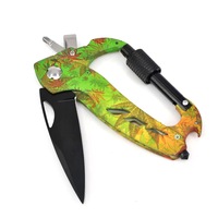 Couteau multifonction de survie EDC avec marteau brise-vitre et mousqueton pour activités de plein air