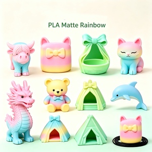เส้นพลาสติก PLA สีรุ้งไล่เฉดแบบด้าน ขนาด 1.75 มม. น้ำหนัก 1 กก. ม้วนเรียบร้อย ป้องกันการพันกัน วัสดุสำหรับเครื่องพิมพ์ 3 มิติ สำหรับงานศิลปะ งานฝีมือ และงานพิมพ์ DIY - Product Image 4