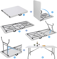 Table pliante rectangulaire en plastique de 6 pieds pour événements, idéale pour les réceptions, mariages et traiteurs – Collection moderne pour l'extérieur, mobilier de jardin personnalisé – Offre spéciale