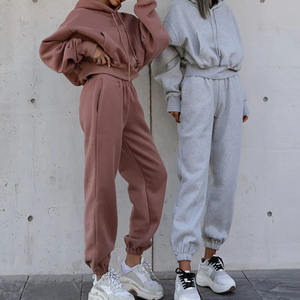 2025 nuovo abbigliamento sportivo da <span class=keywords><strong>donna</strong></span> abbigliamento sportivo abbigliamento da salotto set <span class=keywords><strong>Oversize</strong></span> <span class=keywords><strong>Jogger</strong></span> e felpa con cappuccio 2 pz tuta da ginnastica in cotone da <span class=keywords><strong>donna</strong></span> - Product Image 2