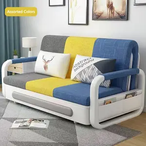 现代布艺折叠椅卧铺三座沙发床木制客厅多功能Divan
