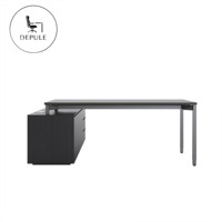 Scrivania Direzionale in MDF Facile da Montare, Scrivania Robusta per Ufficio a Forma di L in Legno Chiaro, Scrivania Estensibile e Set Sedia Ergonomica