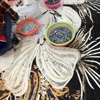 Mosaïque de marbre personnalisée en micro-pierre, motif médaillon, incrustation de marbre, tapis de mosaïque en marbre, carrelage de sol