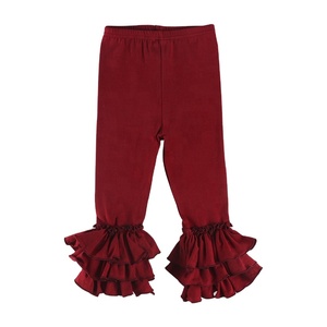 Leggings con Volantes para Niños Pequeños, Color Sólido, Triple Algodón, Ropa Infantil al por Mayor, Pantalones con Volantes para Niñas - Product Image 2