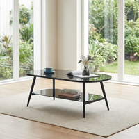 Table basse moderne à 2 niveaux en verre avec centre en métal, design réglable, taille et couleur personnalisables pour salon et usage domestique