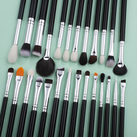 E-layli set kuas alis mata sintetis, serbuk rambut sintetis kambing poni Hitam Perak 40 buah desain mewah, stok kustom