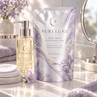 Pochette à bec verseur haute barrière imprimée sur mesure 500 ml pour huile nettoyante Silk Melt, emballage de recharge pour soins de la peau avec bouchon à vis