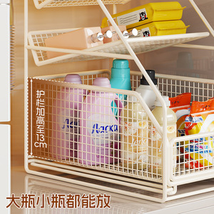 Bathroom Sink Storage Rack 3 Tier Pull Out Basket <b>Under</b> Cabinet Organizer Rectangle Eco Friendly White Black - Product Image 4