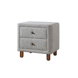 Comodino Cleo Grey Boucle con due cassetti e gambe in legno - Product Image 4